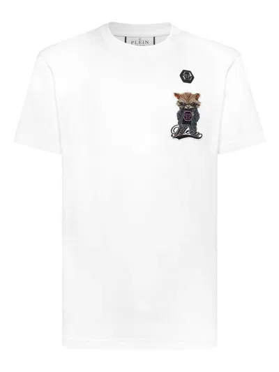 Philipp Plein Raccoon-embroidered Crew-neck T-shirt In White