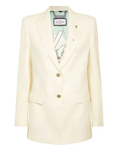 Philipp Plein Racing Blazer Boyfriend Fit In White