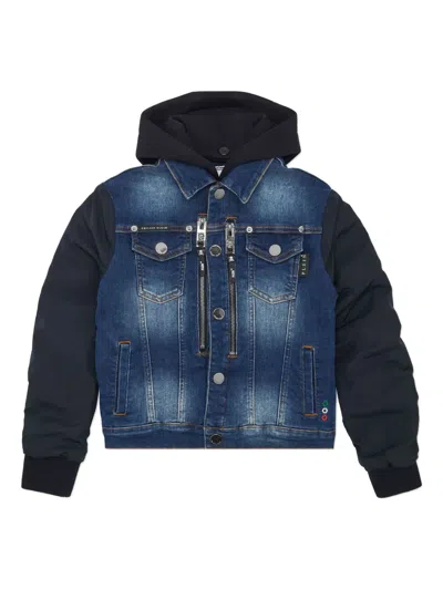 Philipp Plein Racing Club Denim Oversize Jacket In Brown