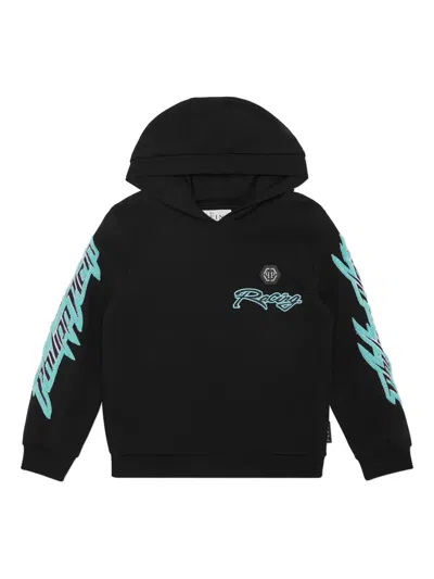 Philipp Plein Kids' Racing Club Hoodie In Black