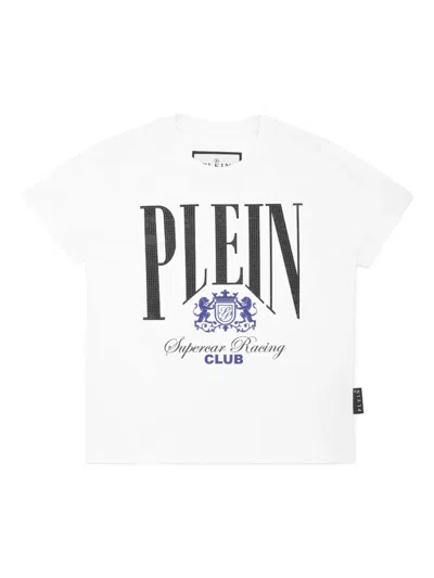 Philipp Plein Kids' Racing Club Jersey T-shirt In Weiss