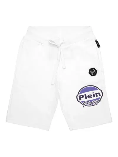 Philipp Plein Kids' Racing Club Shorts In White