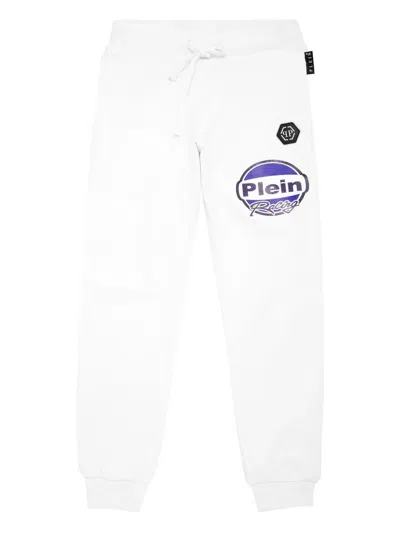 Philipp Plein Kids' Racing Club Tracksuit Bottom In White