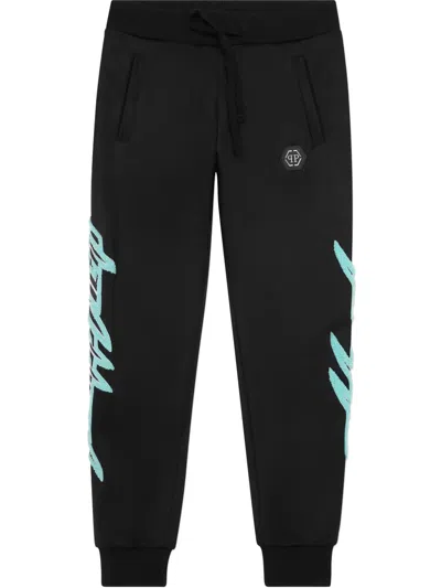 Philipp Plein Kids' Racing Club Tracksuit Trousers In Black