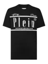 Philipp Plein Jersey T-shirt Round Neck Ss Strass Racing Club In Black