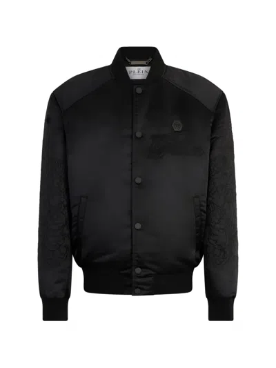 Philipp Plein Rear-embroidered Bomber Jacket In Blue