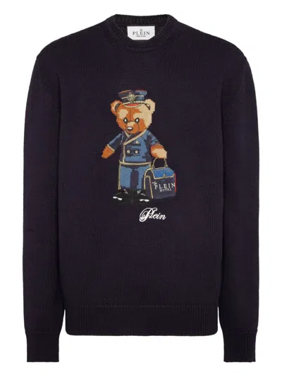 Philipp Plein Reception Teddy Teddy Bear-embroidered Sweater In Black