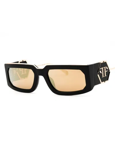 Philipp Plein Rectangular Acetate Unisex Sunglasses In Black
