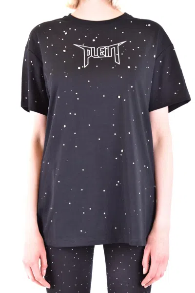 Philipp Plein Relaxed Fit Black T-shirt With Glass Accents In Gray