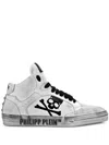 Philipp Plein Retrokickz Distressed-finish Sneakers In White
