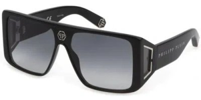 Pre-owned Philipp Plein Revolution Rome Men's Black Shield Sunglasses Spp014v990700 Italy In Gray