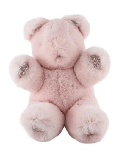 Pre-owned Philipp Plein Rex Rabbit Fur Bear Plush In Pink