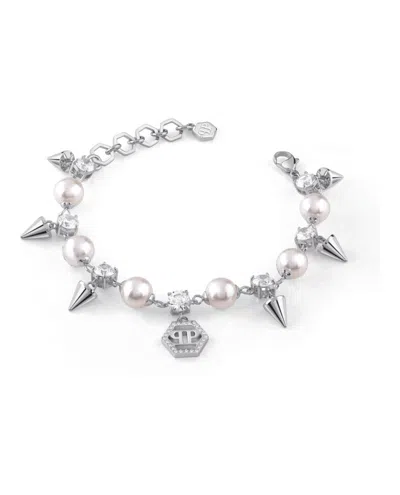 Philipp Plein Rhapsody Bracelet With Polyresin Pearls And Preciosa Crystals In Silver