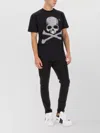 Philipp Plein Rhinestone Crew Neck T-shirt With Skull Graphic In Black