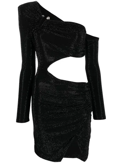 Philipp Plein Rhinestone Cut-out Dress In Black