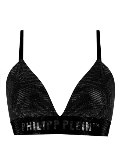 Philipp Plein Rhinestone-embelished Bra In Black