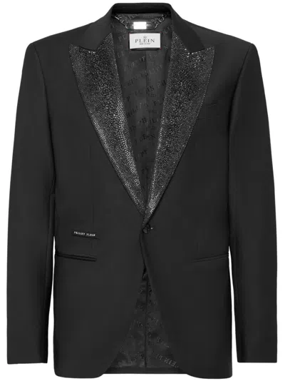 Philipp Plein Rhinestone-embellished Blazer In Black