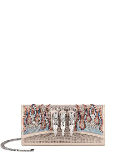Philipp Plein Rhinestone-embellished Clutch Bag In Neutrals