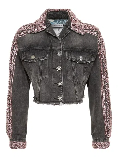 Philipp Plein Rhinestone-embellished Denim Jacket