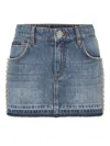 Philipp Plein Rhinestone-embellished Denim Skirt