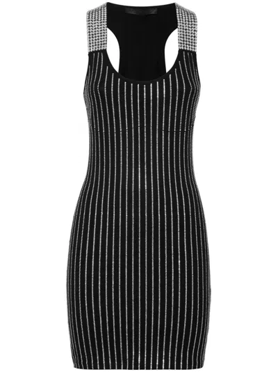Philipp Plein Rhinestone-embellished Dress In Black