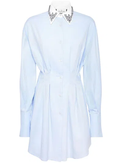 Philipp Plein Rhinestone-embellished Dress In Blue
