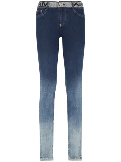 Philipp Plein Rhinestone-embellished Gradient-effect Jeans In Blue