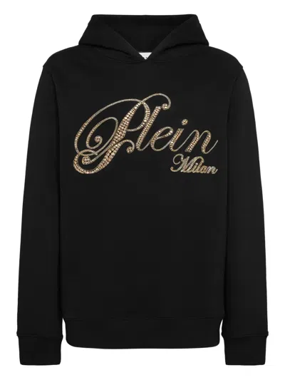 Philipp Plein Rhinestone-embellished Hoodie In Black