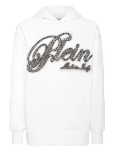 Philipp Plein Rhinestone-embellished Hoodie In White