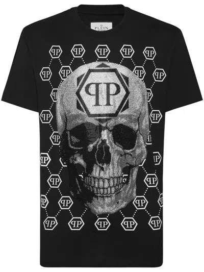 Philipp Plein Rhinestone-embellished Skull T-shirt In Black