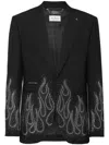 Philipp Plein Rhinestone-flame Embellished Blazer In Black
