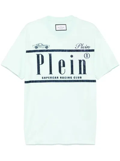 Philipp Plein Rhinestone-logo T-shirt In Green