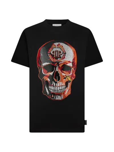 Philipp Plein Rhinestone-skull T-shirt In Black