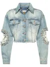 Philipp Plein Rhinetone Cropped Jacket In Blue