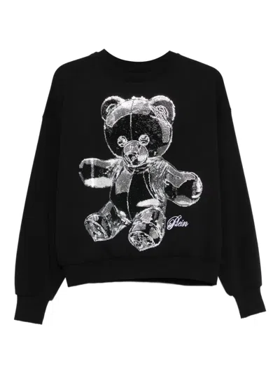 Philipp Plein Rhinsetone-embellished Bear Sweatshirt In Black