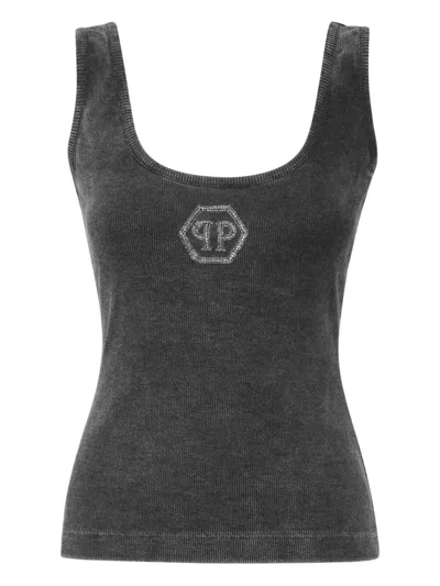 PHILIPP PLEIN RIB TANK TOP STONES WASH `HEXAGON`