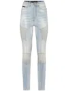 Philipp Plein Ribbed-detailing Skiny-cut Jeans In Blue