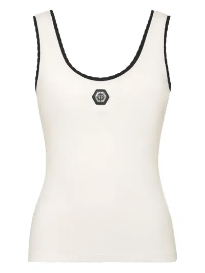 Philipp Plein Ribbed Tank Top In White