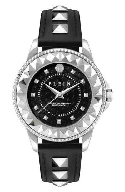 Philipp Plein Rock Leather Strap Watch, 38mm In Stainless Steel