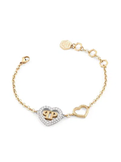 Philipp Plein Rocked Hearts Bracelet In Gold
