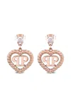 Philipp Plein Rocked Hearts Pendant Earrings In Pink