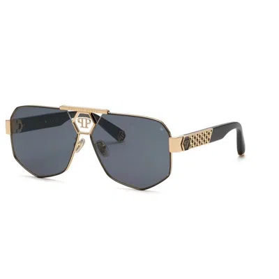 Philipp Plein Rose Gold Black Metal Sunglasses