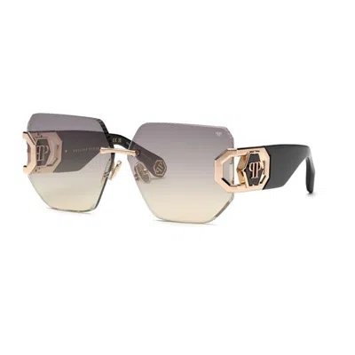 Philipp Plein Rose Gold Green Acetate+metal Sunglasses