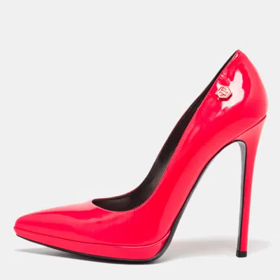 Pre-owned Philipp Plein Rose Pink Patent Leather Pointed Toe Pumps Size 40