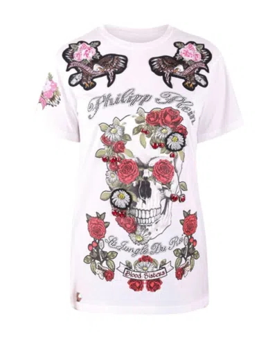 Philipp Plein Rose Printed T-shirt In White