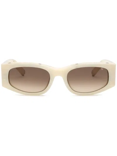 Philipp Plein Round-frame Crystal-embellished Sunglasses In Neutrals