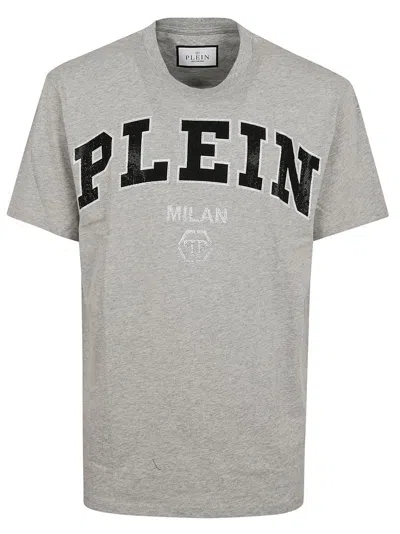 Philipp Plein T-shirt Round Neck Ss College In Grey