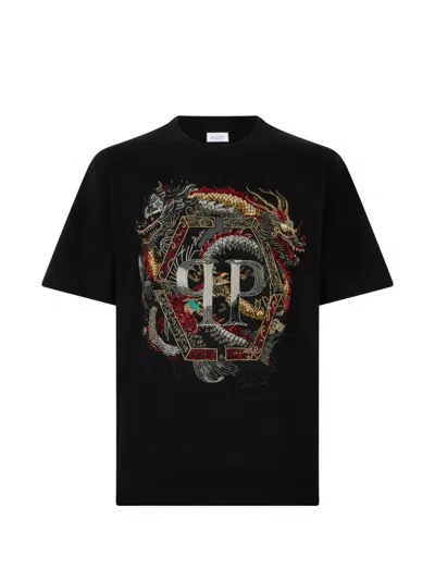 Philipp Plein Pp Embroidered T-shirt With Beads In Black