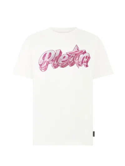 Philipp Plein Round Neck T-shirt Gummy Plein Stones In White