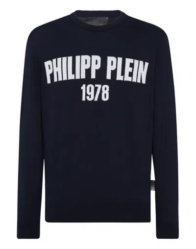 Philipp Plein Round Neck Pullover 1978 In Blue